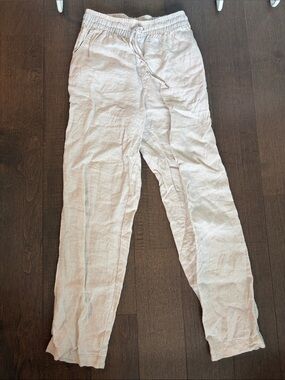 H&M Beige Drawstring 100% Linen Pants
